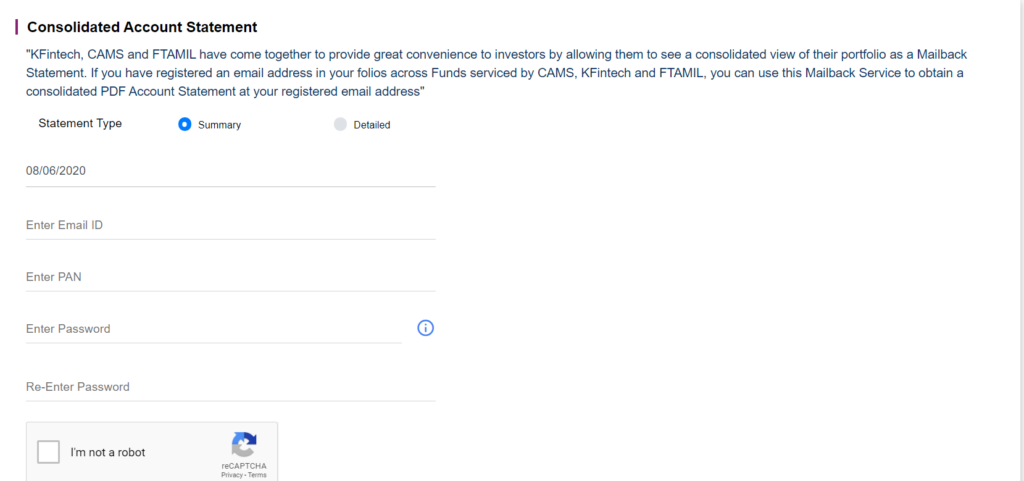 Steps to download e-CAS through KFintech