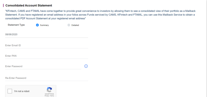 Steps to download e-CAS through KFintech